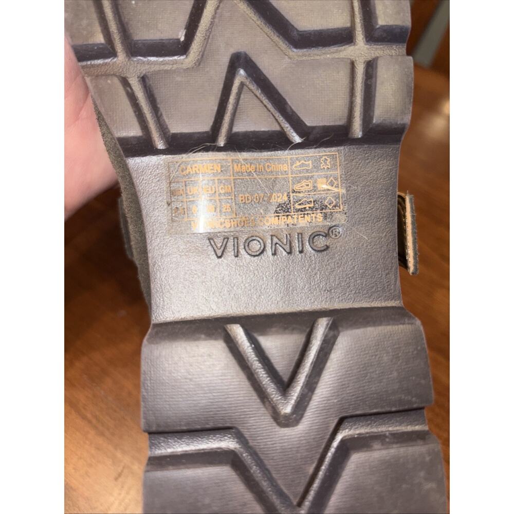 Vionic Carmen Mary Jane Shoes Women 8.5 Brown /Olive Green Suede Earthy Comfort - Picture 4 of 6